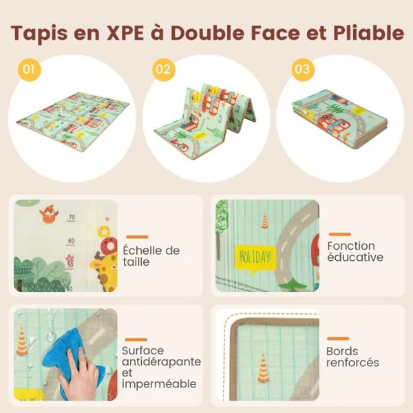 Parc pour Bébé avec Tapis Centre d'Activités Intérieure Extérieure avec Panier de Basket Filets de Football Anneaux de Traction Sac de Transport Gris Clair