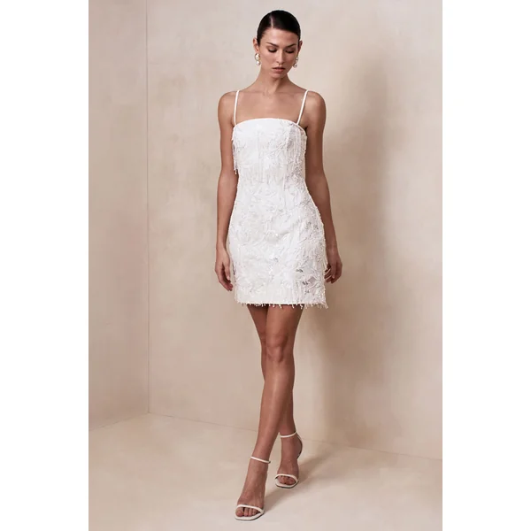 Paulina | Mini-robe bandeau blanche ornée