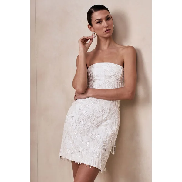 Paulina | Mini-robe bandeau blanche ornée