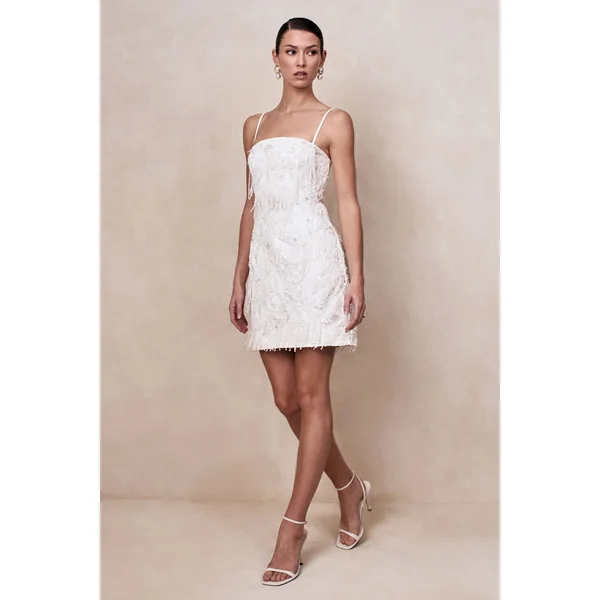 Paulina | Mini-robe bandeau blanche ornée