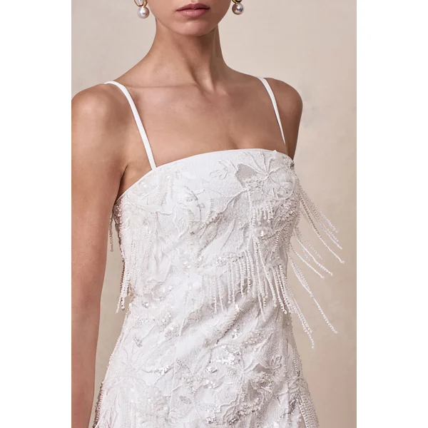Paulina | Mini-robe bandeau blanche ornée