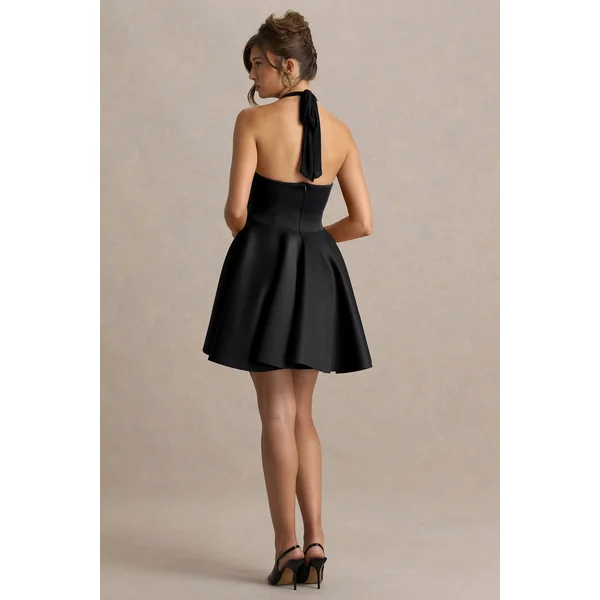 Peggy | Mini-robe patineuse noire dos nu