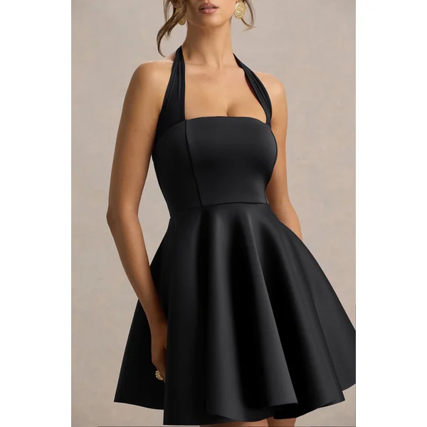 Peggy | Mini-robe patineuse noire dos nu