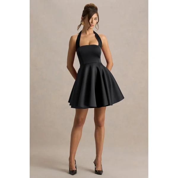 Peggy | Mini-robe patineuse noire dos nu