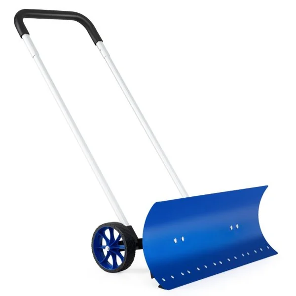 Pelle à Neige en Aluminium de 95cm avec Roues Poussoir à Neige avec Lame Réversible et Coudée Bidirectionnelle Matériau Aluminium Bleu