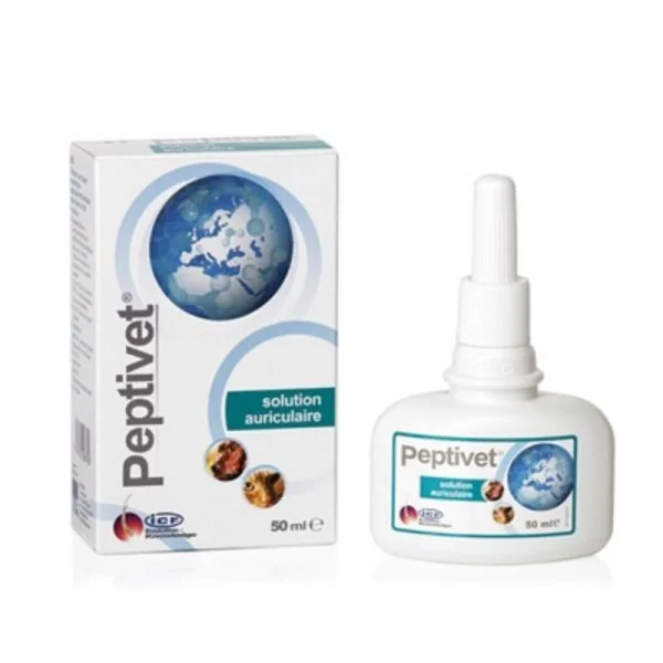PEPTIVET Solution Auriculaire 50ml - Hygiène des Oreilles, Irritations - Chat, Chien