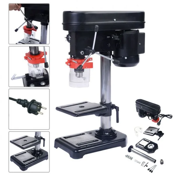 Perceuse à Colonne 350W à 5 Vitesses Perceuse à Établi 230V Inclinable de 0 à 45° pour Bois Plastique Divers Matériaux