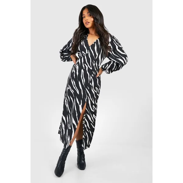 Petite - Robe longue à manches longues et imprimé animal