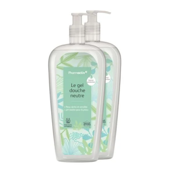 PHARMACTIV Le Gel Douche Neutre Peaux sèches Dermoprotecteur -Lot de 2- Fl Pompe/500ml