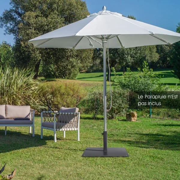 Pied de Parasol Lourd 50x50cm 16kg Socle Parasol Extérieurφ40/50mm avec 4 Repose-pieds Support Parasol en Métal