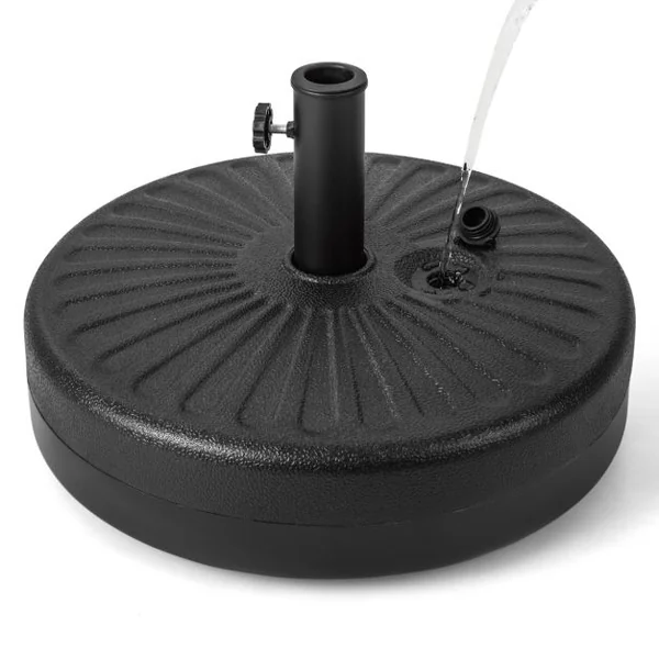 Pied de Parasol Lourd pour Parasolφ38/48 mm Socle Parasol Extérieur en HDPE Rempli de 28Kg Sable/18L Eau Dia.50 x H30 cm