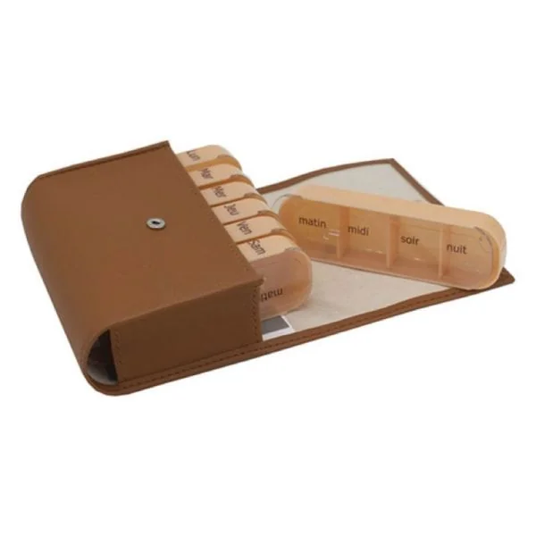 PILBOX MAXI Fauve - Pilulier Hebdomadaire - 7 Modules Journaliers de 4 Compartiments Grandes Cases