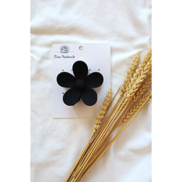 Pince à cheveux en fleur - noir
