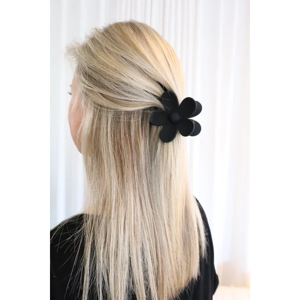 Pince à cheveux en fleur - noir