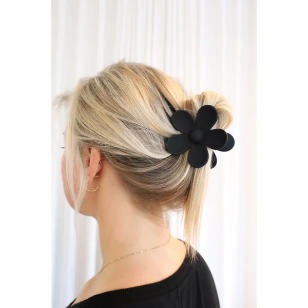 Pince à cheveux en fleur - noir