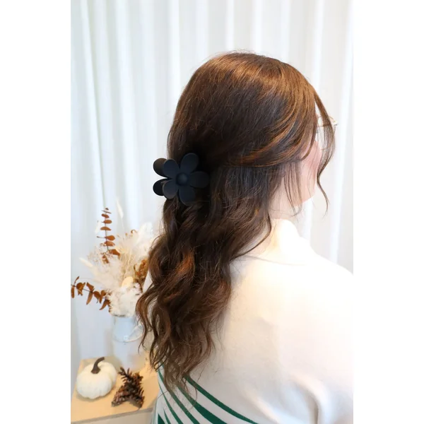 Pince à cheveux en fleur - noir