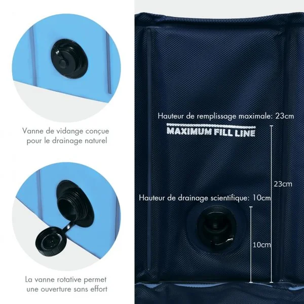 Piscine Pliable en PVC Ø140xH30 cm Baignoire Portable pour Animaux de Compagnie Bleu