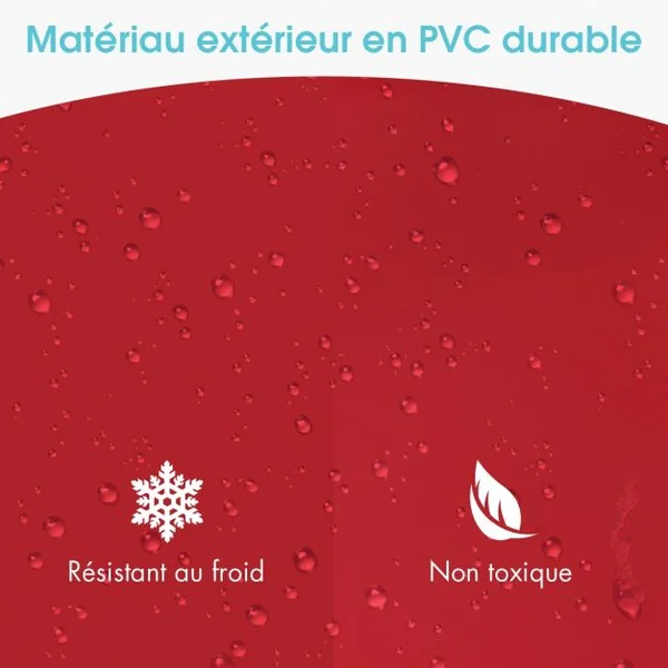 Piscine Pliable en PVC Ø140xH30 cm Baignoire Portable pour Animaux de Compagnie Rouge