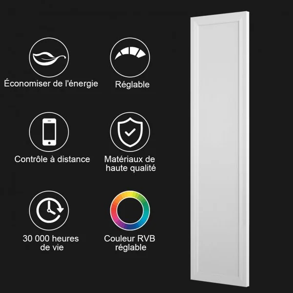 Plafonnier 18w Dimmable Moderne 196 Led 2700-6000k Télécommande Bluetooth 4 Modèles de Lumière 59,5x14,5x5cm Blanc
