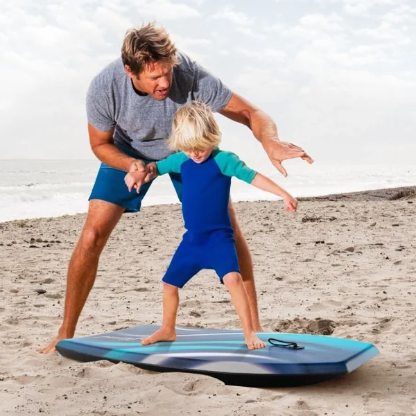 Planche de Bodyboard 41” en XPE et HDPE avec Queue en Croissant Planche de Surf avec Double Canal et Longe pour Poignet Charge 59-91KG