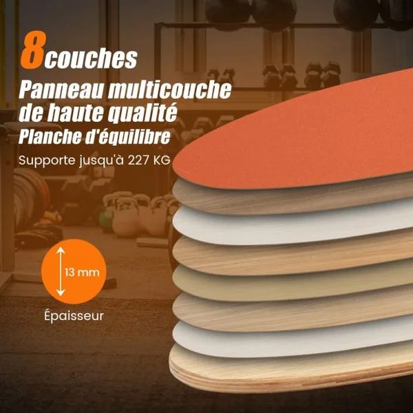 Planche d’Entraînement pour l’Équilibre avec Rouleau et Tapis Antidérapant pour Skateboard Hockey Snowboard 8 Couleurs au Choix