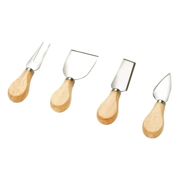 Planche à Fromage Plateau à Fromage en Bois avec Compartiment avec 4 Couteaux/Couverts Intégrés forme ronde 21 x 21 x 4 cm