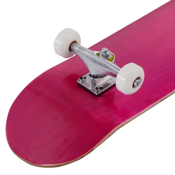 Planche à roulettes pour enfant Skateboard, en bois d'érable à 7 couches, Incurvé, Capacité 70 kg, 79x20cm, Rose + blanc