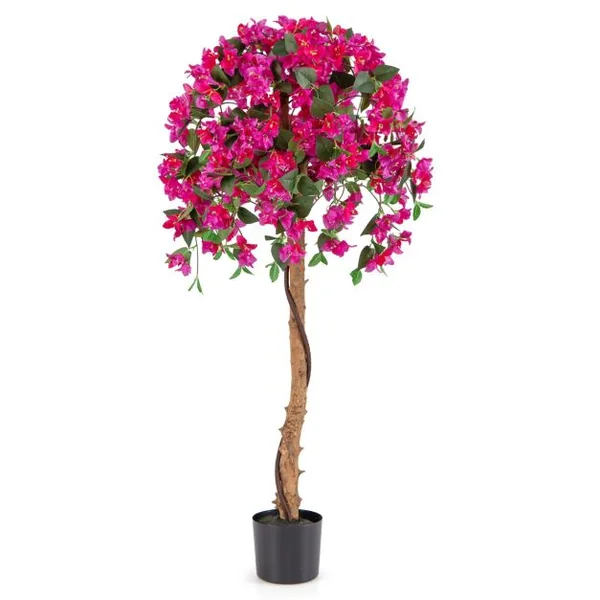Plante Artificielle de 135CM avec Base en Ciment Fausse Azalées 312 Fleurs 624 Feuilles Sans Entretien pour Salon Balcon