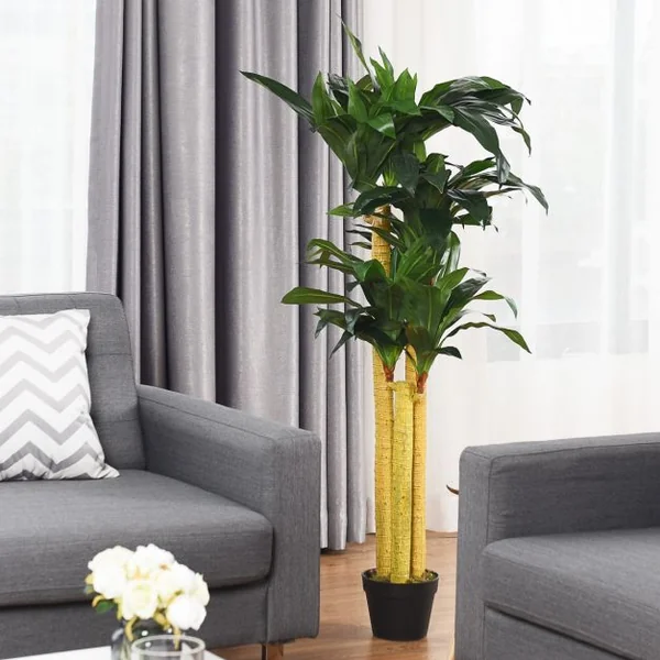 Plante artificielle de 140 cm avec pot en tissu de polyester Décoration de salon, Salle à manger, Escalier, Couloir