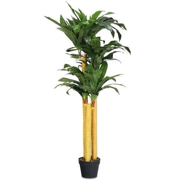 Plante artificielle de 140 cm avec pot en tissu de polyester Décoration de salon, Salle à manger, Escalier, Couloir