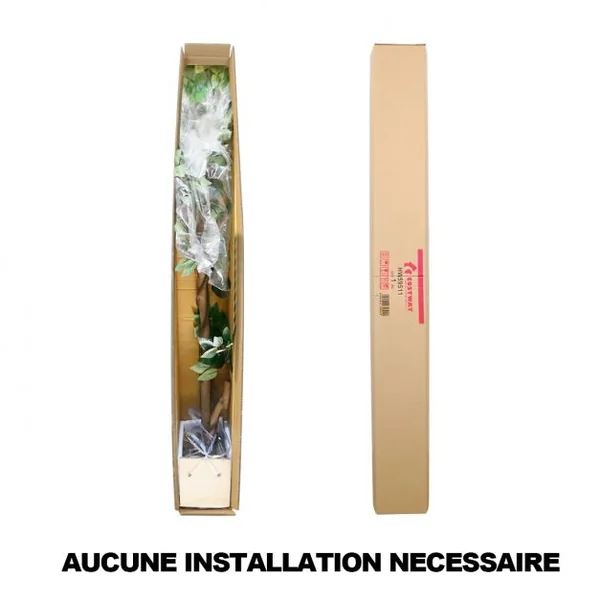 Plante Artificielle de 150 cm Faux Arbre avec Pot Tronc en Bois Feuilles en Polyester intérieur extérieur Ficus Vert