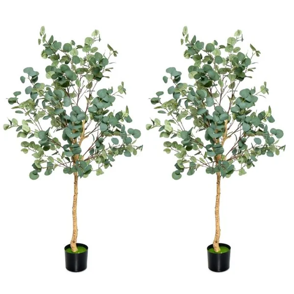Plante Artificielle Eucalyptus 165 CM avec Pot 517 Feuilles Réglable D'eucalyptus Dollar En Argent Décoration Intérieure