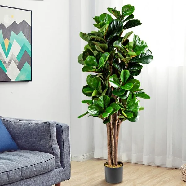 Plante Artificielle Pot Feuilles de Figuier Vert de 1,5m pour Décoration