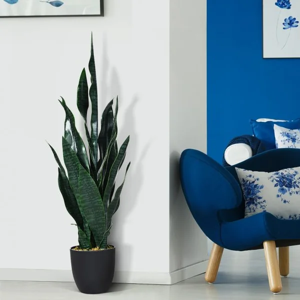 Plante Artificielle Sansevieria avec Pot 20 Hauteur 90 CM 20 Feuilles Décoration