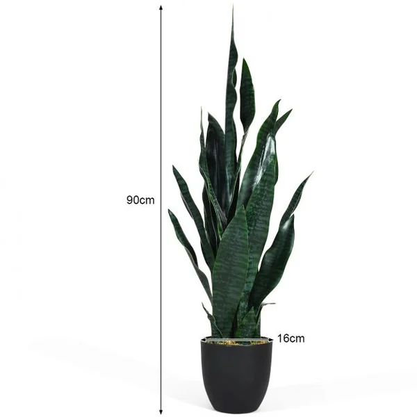 Plante Artificielle Sansevieria avec Pot 20 Hauteur 90 CM 20 Feuilles Décoration