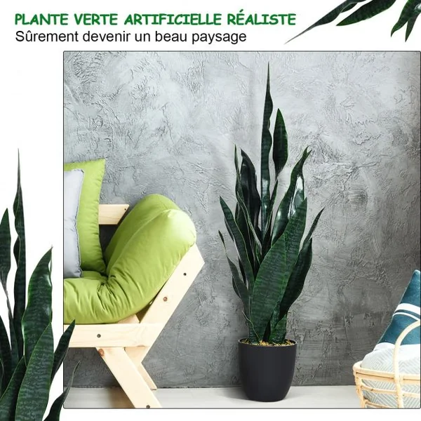 Plante Artificielle Sansevieria avec Pot 20 Hauteur 90 CM 20 Feuilles Décoration
