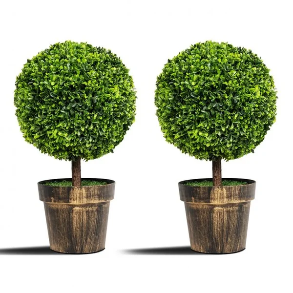 Plante Artificielle Topiaire 2 x Buis Artificiels Ronds Hauteur 55cm Décoration
