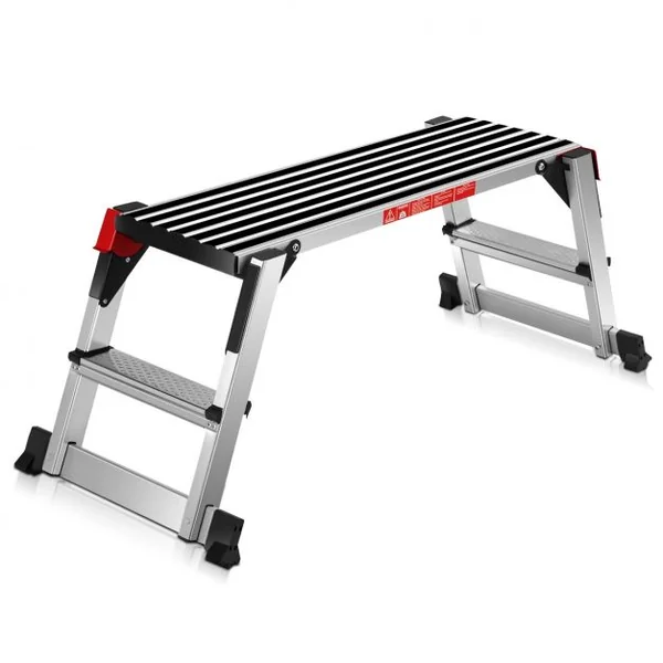 Plateforme de Travail Pliable Sécurisée pour Travaux Surface Antidérapante Capacité 150kg en Aluminium 126x30x49,5cm
