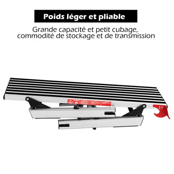 Plateforme de Travail Pliable Sécurisée pour Travaux Surface Antidérapante Capacité 150kg en Aluminium 126x30x49,5cm