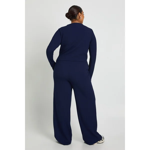 Plus Cardigan Froissé & Pantalon à Jambes Larges Ensemble Coordonné