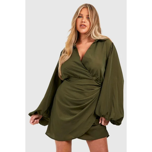 Plus Robe Portefeuille à Manches Blouson