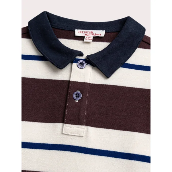 Polo manches longues rayé marron - Soins Bébé Naturels & Produits Maman Après Naissance