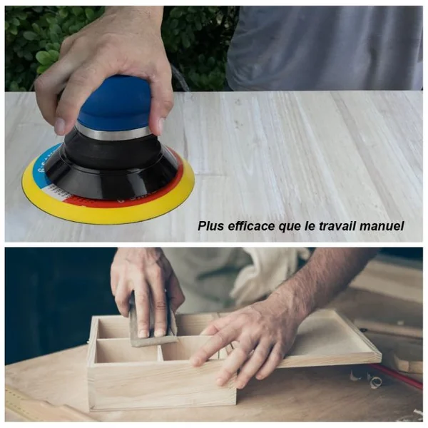 Ponceuse Orbitale Aléatoire Pneumatique 150mm 10000rpm Vitesse Réglable Pression D'air 6,3 Bars en Pvc Métal 17x15x12cm