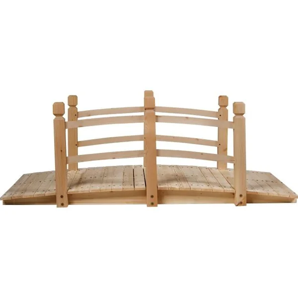 Pont de Jardin Décoration Extérieure Pont de Bassin en Sapin 150 x 67 x 56 cm Chargé Environ 100 kg Brun Clair