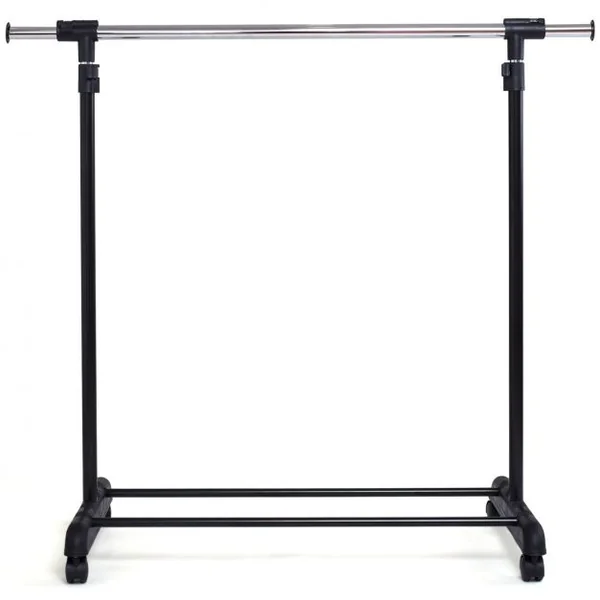 Portant Penderie à Vêtements Mobile Télescopique en Acier inoxydable Hauteur et Largeur Réglables, Capacité 90kg, Roulettes