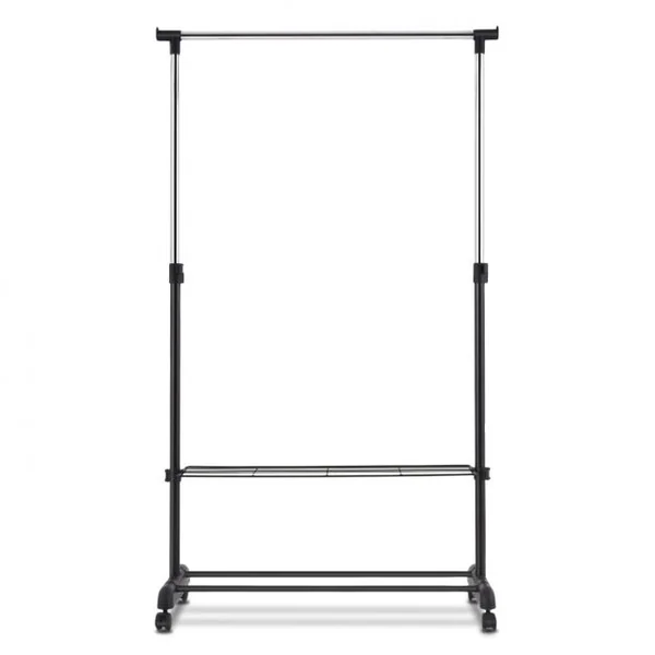 Portant à Vêtements Mobile et Télescopique avec Étagères de Rangement Capacité 10kg 84x42x92-168cm Noir et Argent