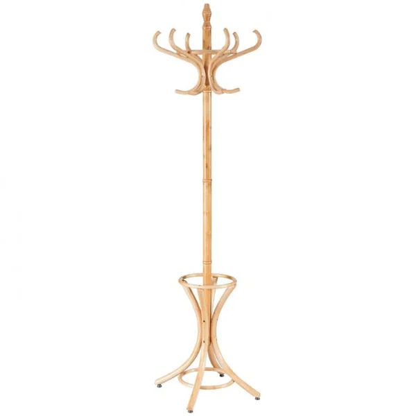 Porte Manteau sur Pieds avec 12 Crochets en Bois Massif pour Manteaux Chapeaux Parapluie 51 x 51 x 184 CM, 4 Couleurs au choix
