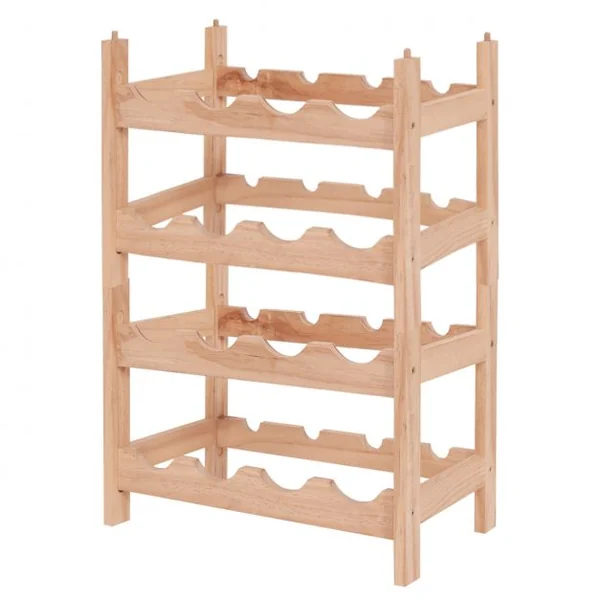 Porte-bouteille de vin 2 niveaux Casier à vin en bois 8 bouteilles Etagère à vin empilable en bois, 43x25x31cm, Naturel