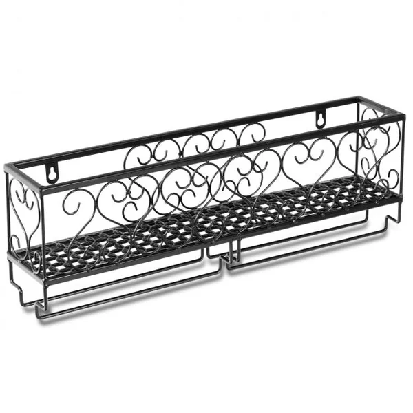Porte-bouteilles à Vin mural support pour 6 bouteilles et porte-verres Range Bouteille en Fer Haute Qualité 50 x 10 x 17 cm