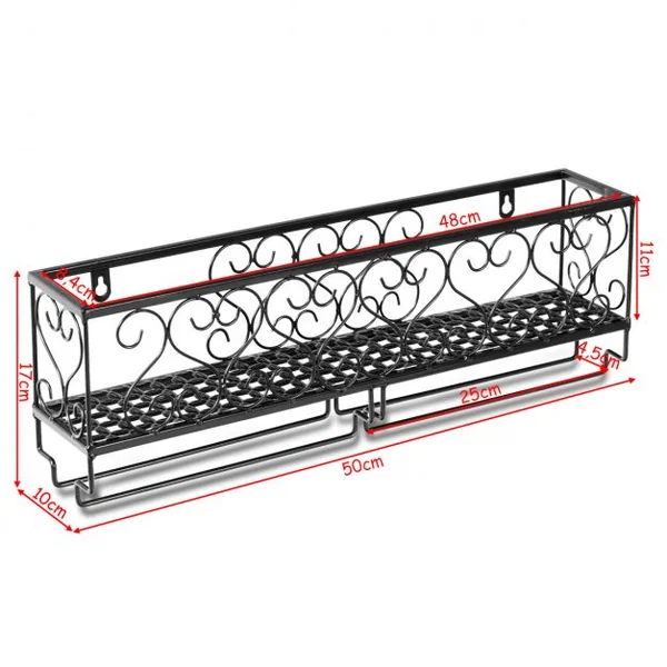 Porte-bouteilles à Vin mural support pour 6 bouteilles et porte-verres Range Bouteille en Fer Haute Qualité 50 x 10 x 17 cm
